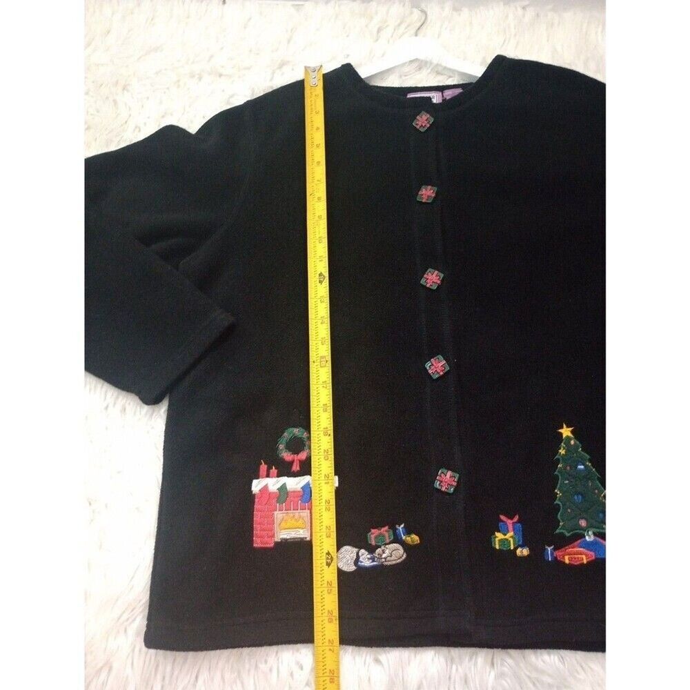 Premier International Christmas Fleece Cardigan Xl Black Ugly Sweater Gift Butto View 5